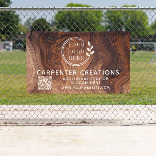 Stilvolle, moderne Holzschmuck-Logos QR-Code Banner (Insitu)
