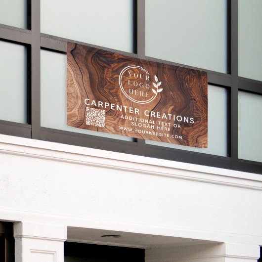 Stilvolle, moderne Holzschmuck-Logos QR-Code Banner (Äußeres Gebäude)
