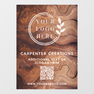 Stilvolle, moderne Holzschmuck-Logos QR-Code Fensteraufkleber