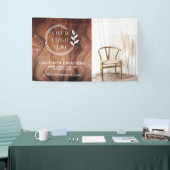 Stilvolle moderne Holzschnitzerei Banner (Messeveranstaltung)