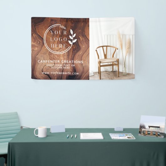 Stilvolle moderne Holzschnitzerei Banner (Messeveranstaltung)