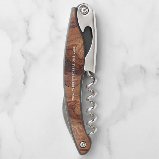 Stilvolle moderne Holzschnitzerei Kellnermesser (Rückseite)