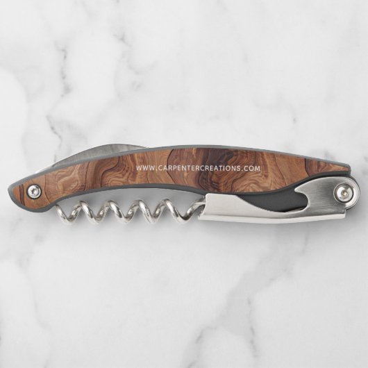 Stilvolle moderne Holzschnitzerei Kellnermesser (Rückseite)