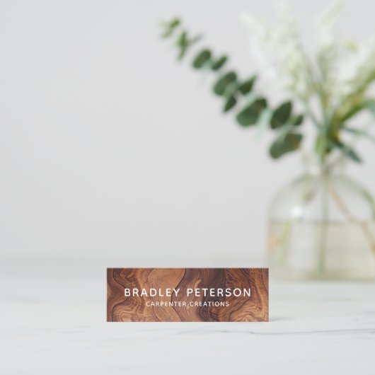 Stilvolle moderne Holzschnitzerei Mini Visitenkarte (Stehend Vorderseite)
