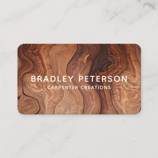 Stilvolle moderne Holzschnitzerei Visitenkarte (Vorderseite)