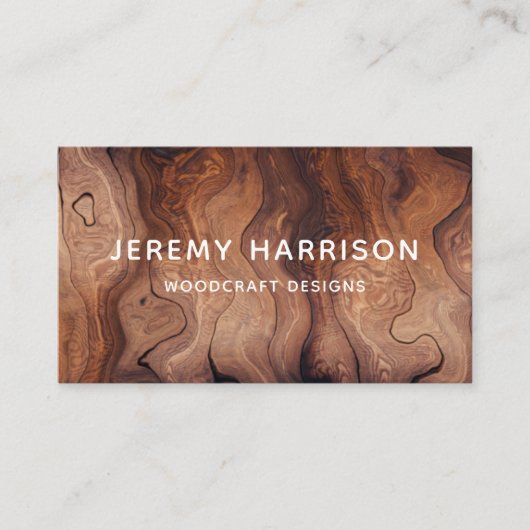 Stilvolle moderne Holzschnitzerei Visitenkarte (Vorderseite)