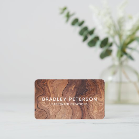 Stilvolle moderne Holzschnitzerei Visitenkarte (Stehend Vorderseite)