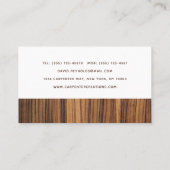 Stilvolle moderne Holzschnitzerei Visitenkarte (Rückseite)