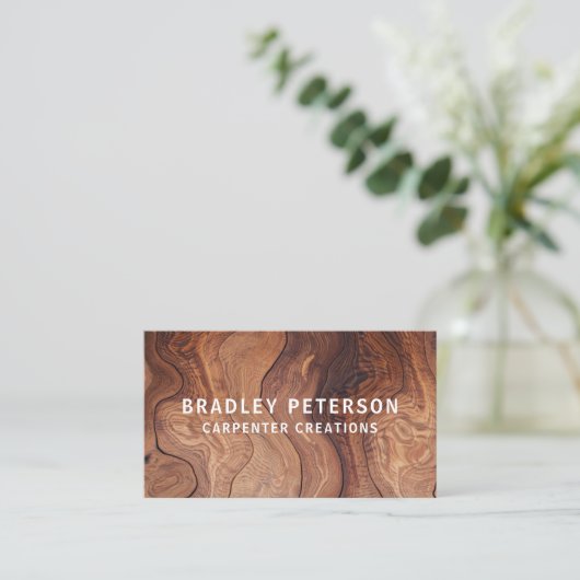 Stilvolle moderne Holzschnitzerei Visitenkarte (Stehend Vorderseite)