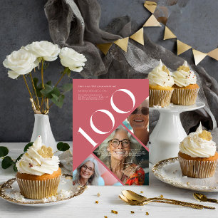 Stilvolle moderne Hundertstel   100. Geburtstag 3  Einladung