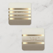 Stilvolle moderne Imitate Gold gestreift Quadratische Visitenkarte (Vorne/Hinten)