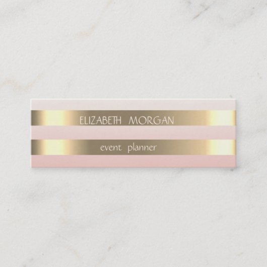 Stilvolle moderne Imitate Gold gestreift, rosa Mini Visitenkarte (Vorderseite)