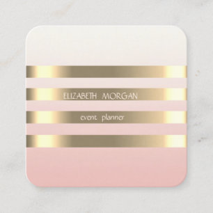 Stilvolle moderne Imitate Gold gestreift, schwarz Quadratische Visitenkarte