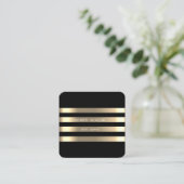 Stilvolle moderne Imitate Gold gestreift, schwarz Quadratische Visitenkarte (Stehend Vorderseite)