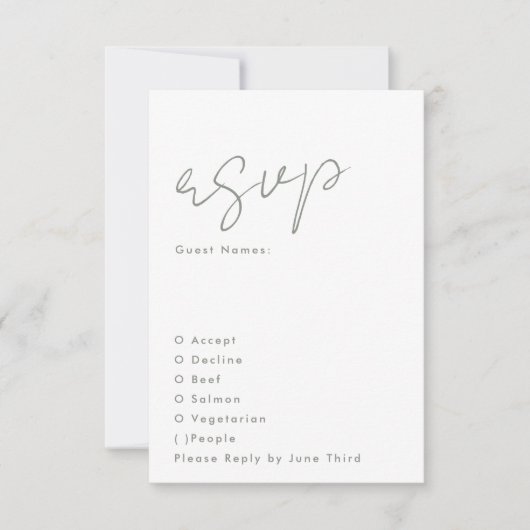 Stilvolle moderne Individuelle Name feiern Grüne H RSVP Karte (Vorderseite)