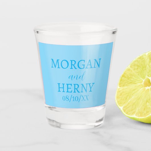  STILVOLLE MODERNE INDIVIDUELLE NAME HOCHZEIT  SCHNAPSGLAS (Vorderseite)