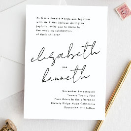 Stilvolle moderne Individuelle Name Tuxedo White W Einladung