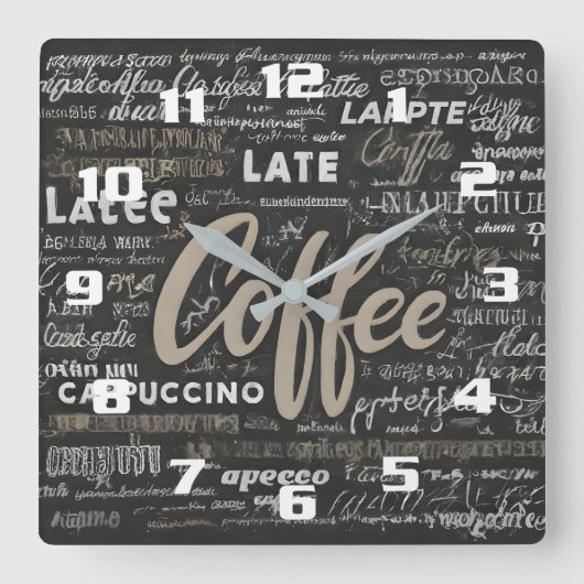 Stilvolle moderne Kaffeezeit Schöne Küche Quadratische Wanduhr (Vorderseite)