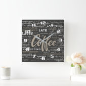 Stilvolle moderne Kaffeezeit Schöne Küche Quadratische Wanduhr (Zuhause)