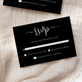 Stilvolle moderne Kalligrafie Black Wedding RSVP Karte