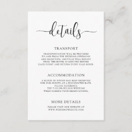 Stilvolle, moderne kalligraphische Hochzeitsdetail Begleitkarte