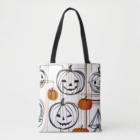 Stilvolle, moderne Kunst Kürbis Halloween Thema Tasche (Vorderseite)