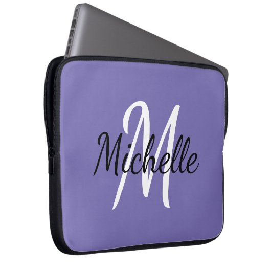 Stilvolle moderne Lila Monogrammbezeichnung + Init Laptopschutzhülle (Vorne Rechts)