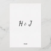 Stilvolle moderne Minimalistische Hochzeit Folieneinladung (Rückseite)