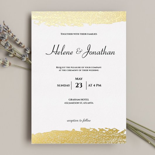 Stilvolle moderne Minimalistische Hochzeit Folieneinladung