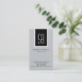 Stilvolle moderne Monogram Stripe Gray Business Ca Visitenkarte (Stehend Vorderseite)