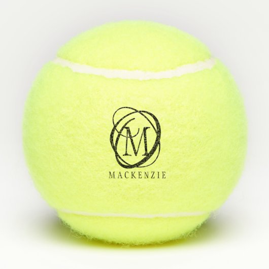 Stilvolle, moderne Monogramm-Bezeichnung Tennisbälle (Rückseite)