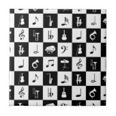 Stilvolle moderne Musiknoten und Instrumente Fliese (Vorderseite)