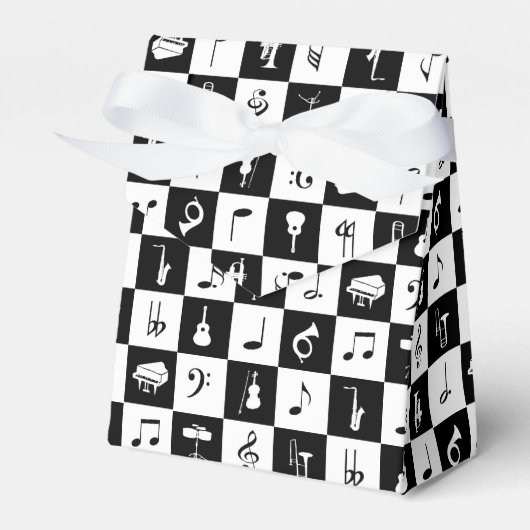 Stilvolle moderne Musiknoten und Instrumente Geschenkschachtel (Vorderseite)