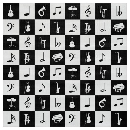 Stilvolle moderne Musiknoten und Instrumente Stoff (Muster)