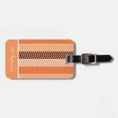 Stilvolle, moderne, orange Zickzack Streifen mit N Gepäckanhänger (Vorderseite horizontal)
