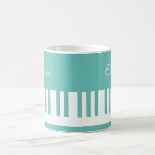 Stilvolle moderne Piano Keys Aqua Mit Monogramm Kaffeetasse (Mittel)