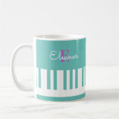 Stilvolle moderne Piano Keys Aqua Mit Monogramm Kaffeetasse (Links)