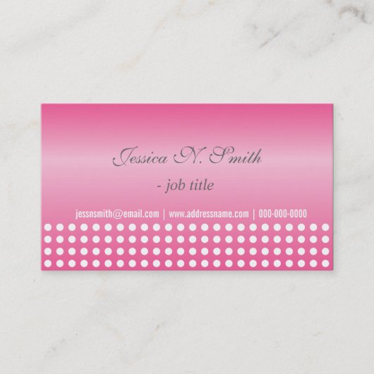 Stilvolle, moderne Pink-Polka-Punkte Visitenkarte (Vorderseite)