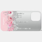 Stilvolle, moderne, rosa Glitzer-Tropfen Case-Mate iPhone Hülle (Hinten (horizontal))
