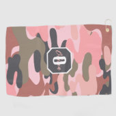 Stilvolle, moderne Rosa & Grüne Camouflage, person Golfhandtuch (Horizontal)