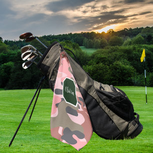 Stilvolle, moderne Rosa & Grüne Camouflage, person Golfhandtuch