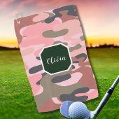 Stilvolle, moderne Rosa & Grüne Camouflage, person Golfhandtuch