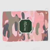 Stilvolle, moderne Rosa & Grüne Camouflage, person Golfhandtuch (Horizontal)