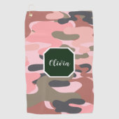 Stilvolle, moderne Rosa & Grüne Camouflage, person Golfhandtuch (Vorderseite)