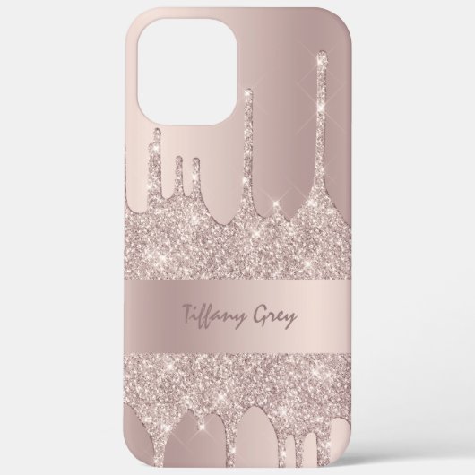 Stilvolle moderne Rose Gold Glitzer Tropfen Case-Mate iPhone Hülle (Rückseite)
