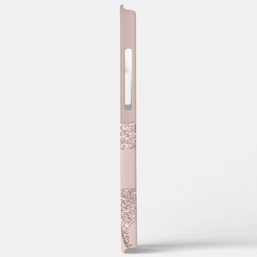 Stilvolle moderne Rose Gold Glitzer Tropfen Case-Mate iPhone Hülle (Rückseite / Links)