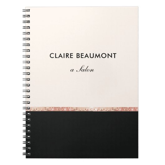 Stilvolle moderne Rose Gold Sequin Black Notizblock (Vorderseite)