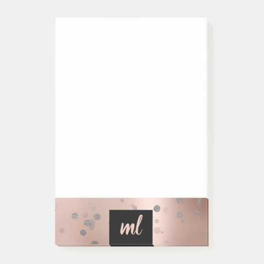 Stilvolle moderne Rose Gold silber Konfetti Punkte Post-it Klebezettel (Vorderseite)