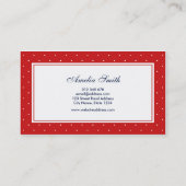 Stilvolle moderne Rot & Weiß Polka Dot Blue Ribbon Visitenkarte (Rückseite)