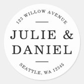 Stilvolle moderne Rücksendeadresse Runder Aufkleber (Vorderseite)